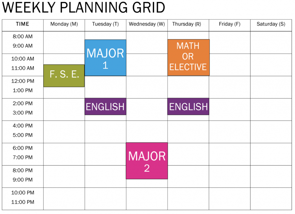 How To Make College Schedule Excel