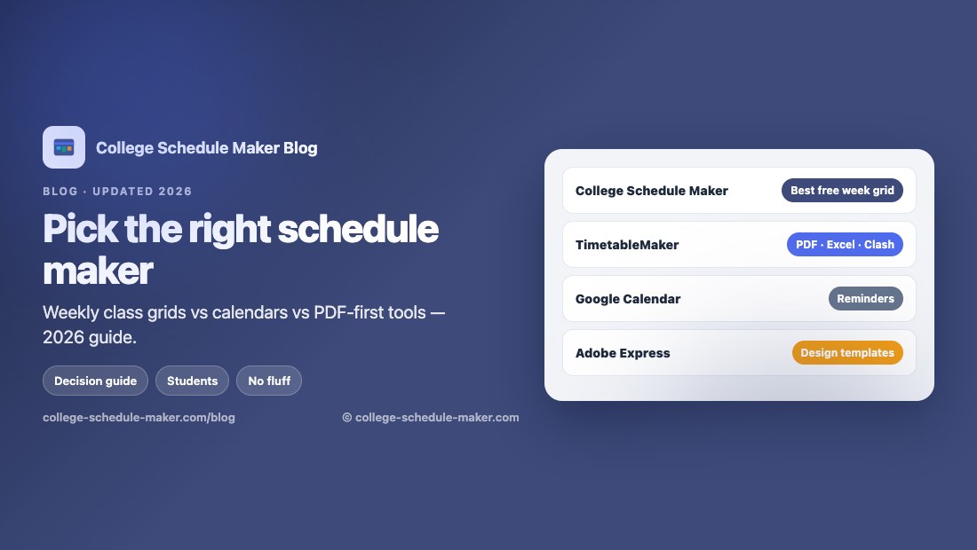 Comparison illustration: best schedule maker tools for college weeks 2026 © college-schedule-maker.com