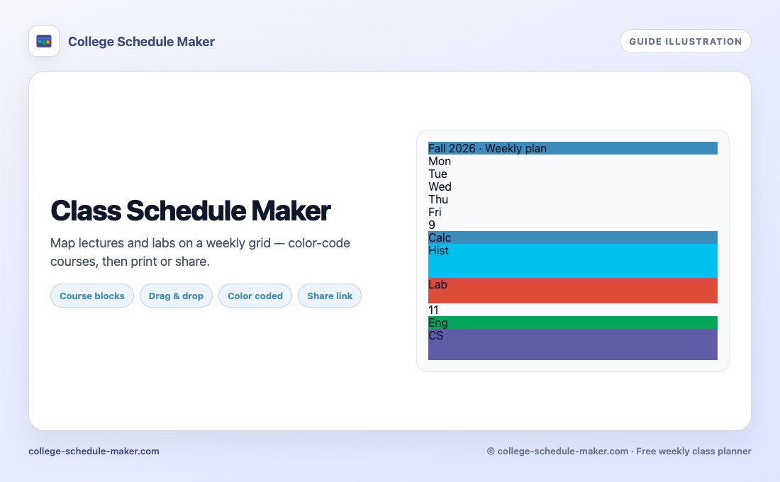 Class schedule maker guide illustration © college-schedule-maker.com