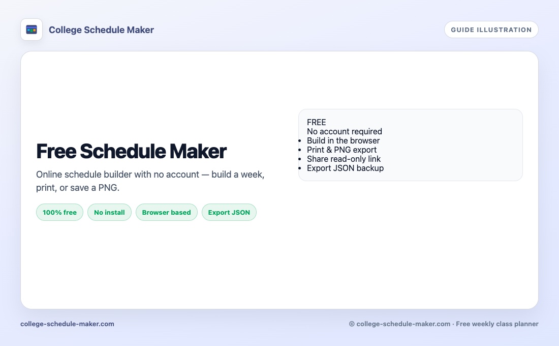 Free schedule maker guide illustration © college-schedule-maker.com