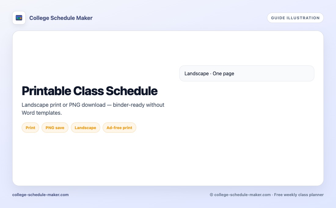Printable class schedule guide illustration © college-schedule-maker.com