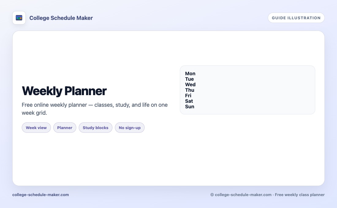 Weekly Planner guide illustration for College Schedule Maker, free weekly class planner