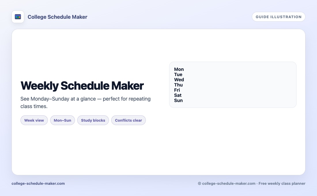 Weekly schedule maker guide illustration © college-schedule-maker.com
